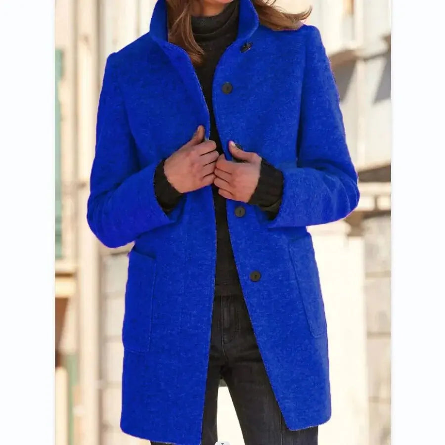 Quinley - Women's Wool-Blend Coat with Button Closure
