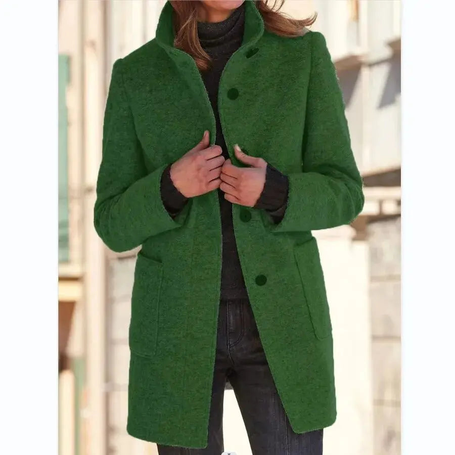 Quinley - Women's Wool-Blend Coat with Button Closure