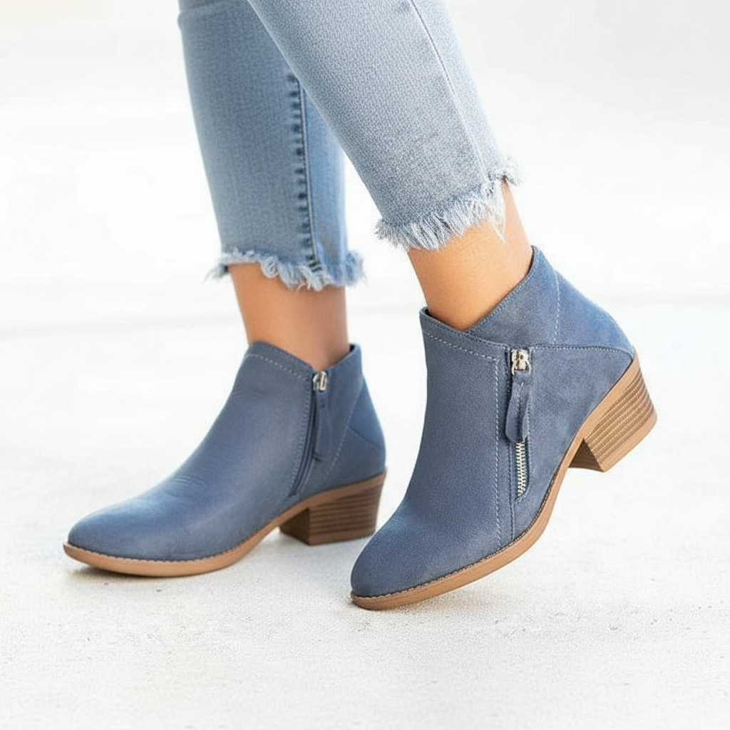 Quinton - Women's Suede Block-Heel Ankle Bootie