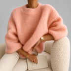 Rachel - Women's Fuzzy Crew Neck Oversized Knit Sweater 4