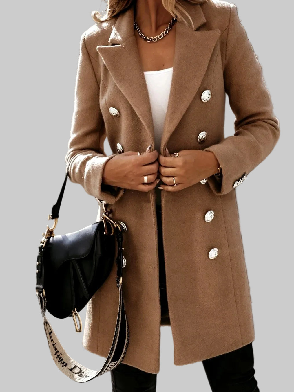 Rachel - Women's Notch Lapel Button-Front Coat 3
