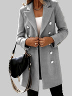 Rachel - Women's Notch Lapel Button-Front Coat 5