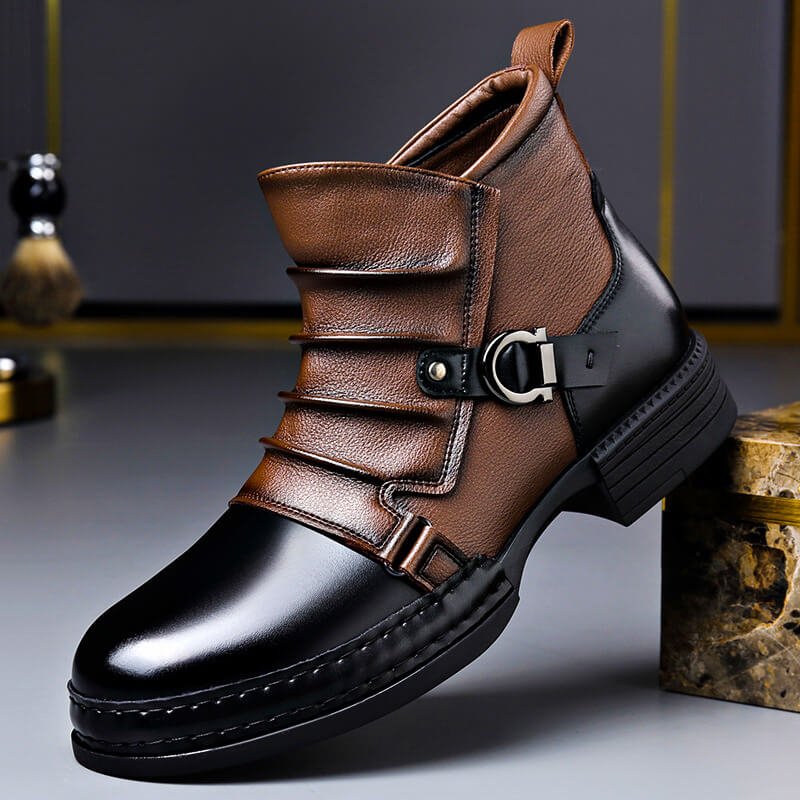 Rafael - Men's Genuine Leather Buckle-Strap Ankle Boots