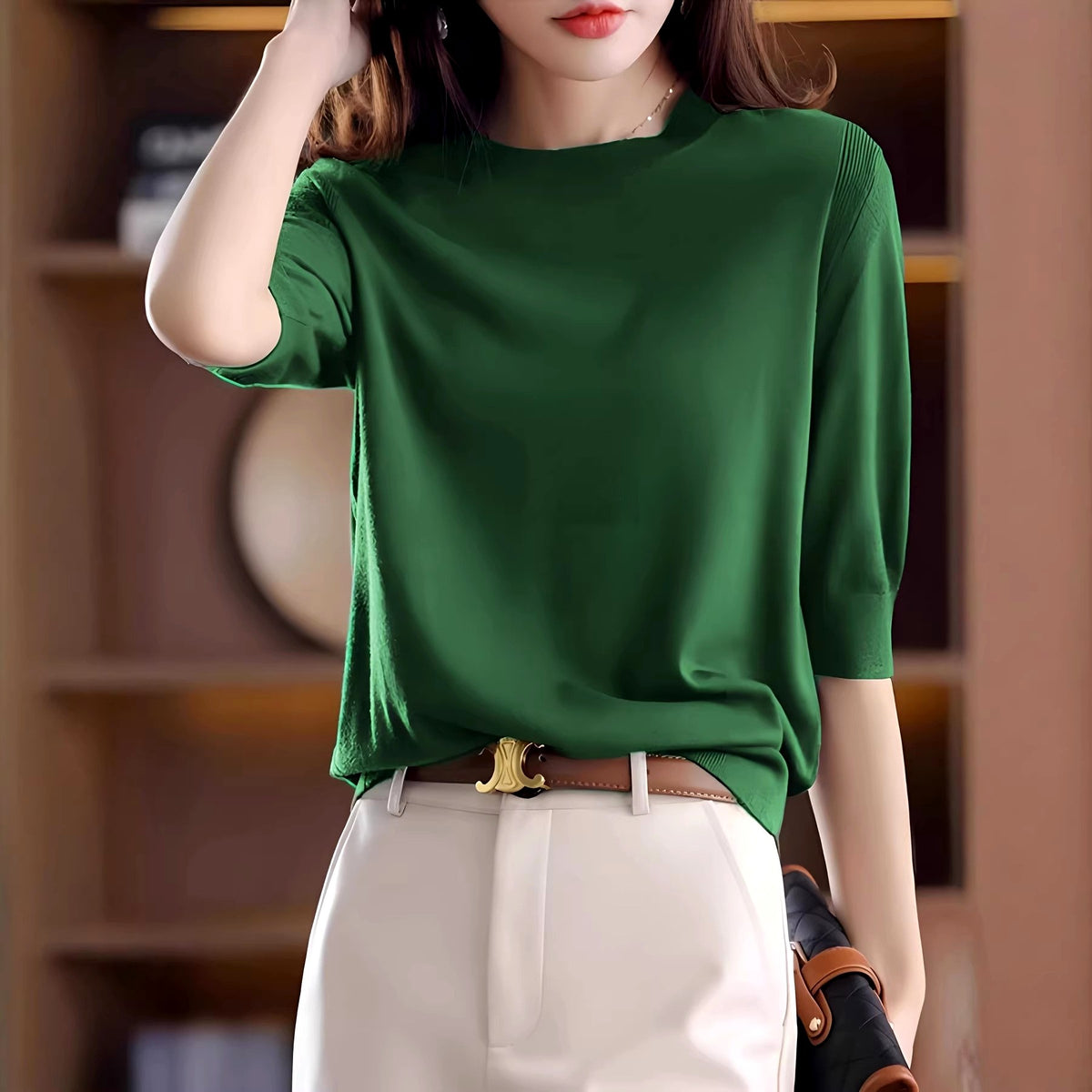 Rebecca – Women’s Crew Neck Half Sleeve Formal Blouse 1