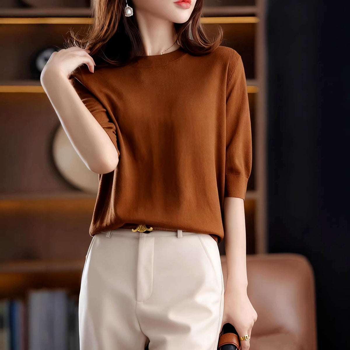 Rebecca – Women’s Crew Neck Half Sleeve Formal Blouse 2