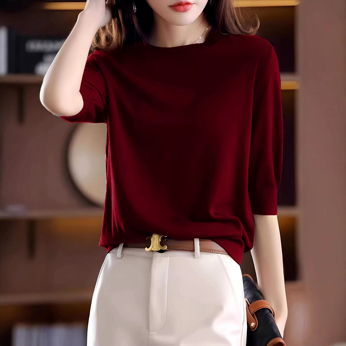 Rebecca – Women’s Crew Neck Half Sleeve Formal Blouse 3