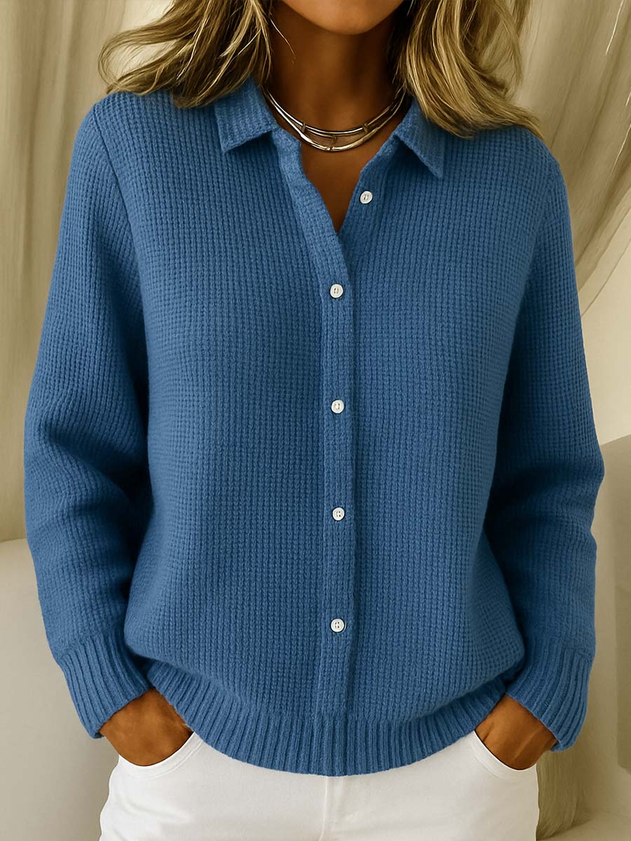 Reese - Women's Ribbed Button-Up Cardigan
