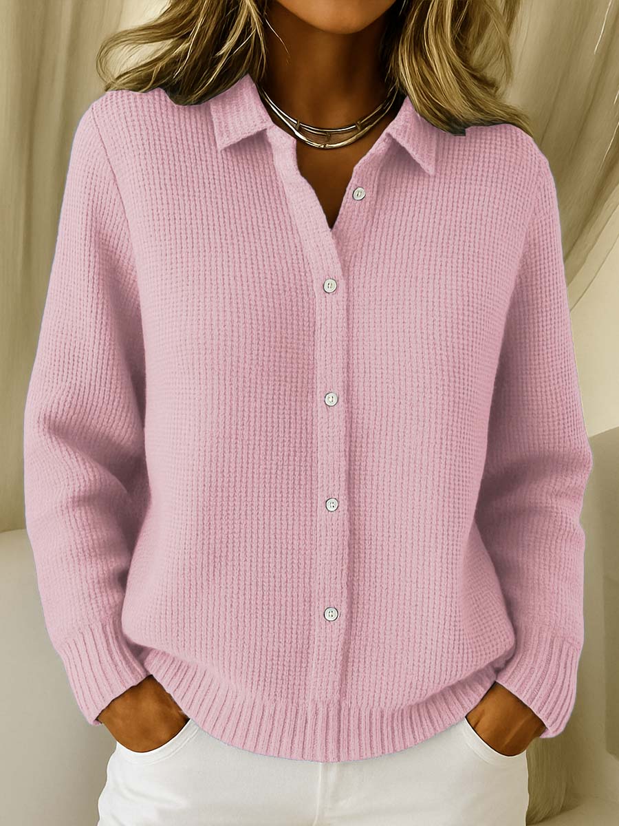 Reese - Women's Ribbed Button-Up Cardigan