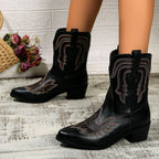 Regine - Women's Embroidered Cowboy Ankle Boots 2
