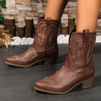 Regine - Women's Embroidered Cowboy Ankle Boots 3