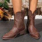 Regine - Women's Embroidered Cowboy Ankle Boots 5