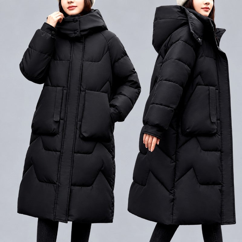 Rochel - Women's Long Hooded Puffer Coat with Pockets 4