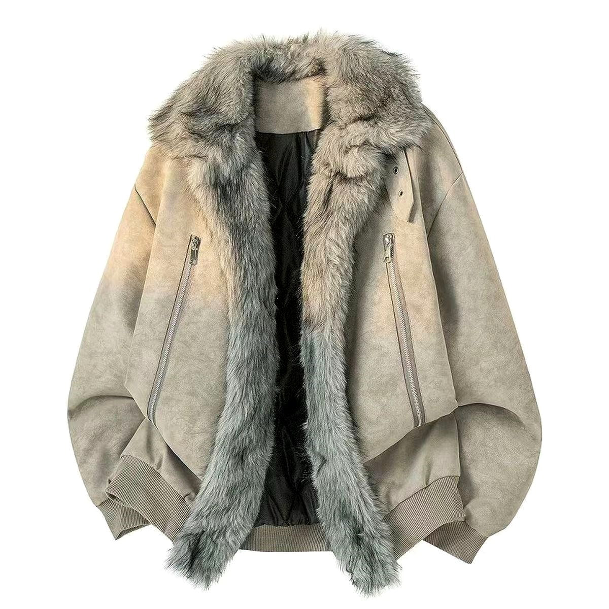 Roman - Men's Zip Front Fur Collar Jacket