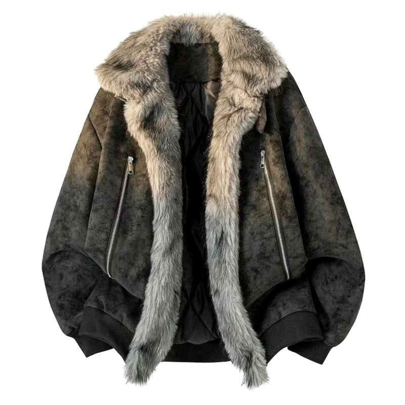 Roman - Men's Zip Front Fur Collar Jacket