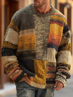 Ronan - Men's Patchwork Color-Block Crewneck Sweater