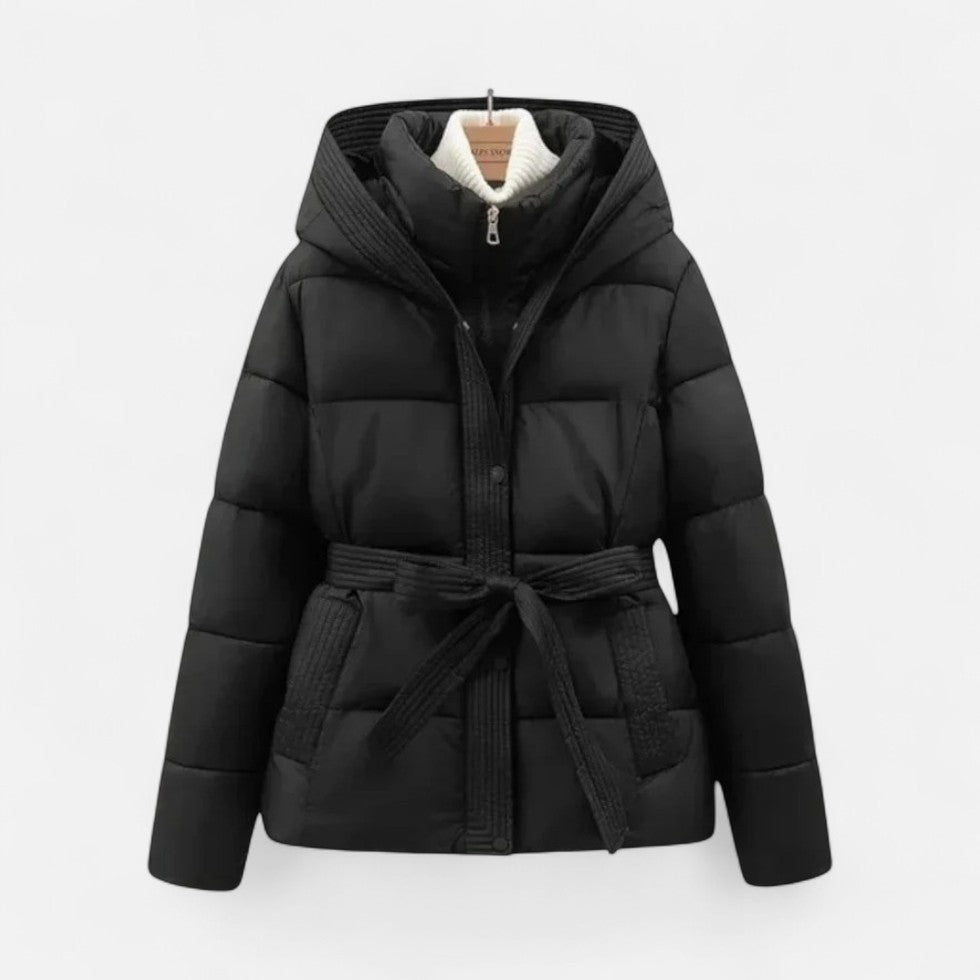 Rosalind - Women's Quilted Puffer Jacket with Belted Waist