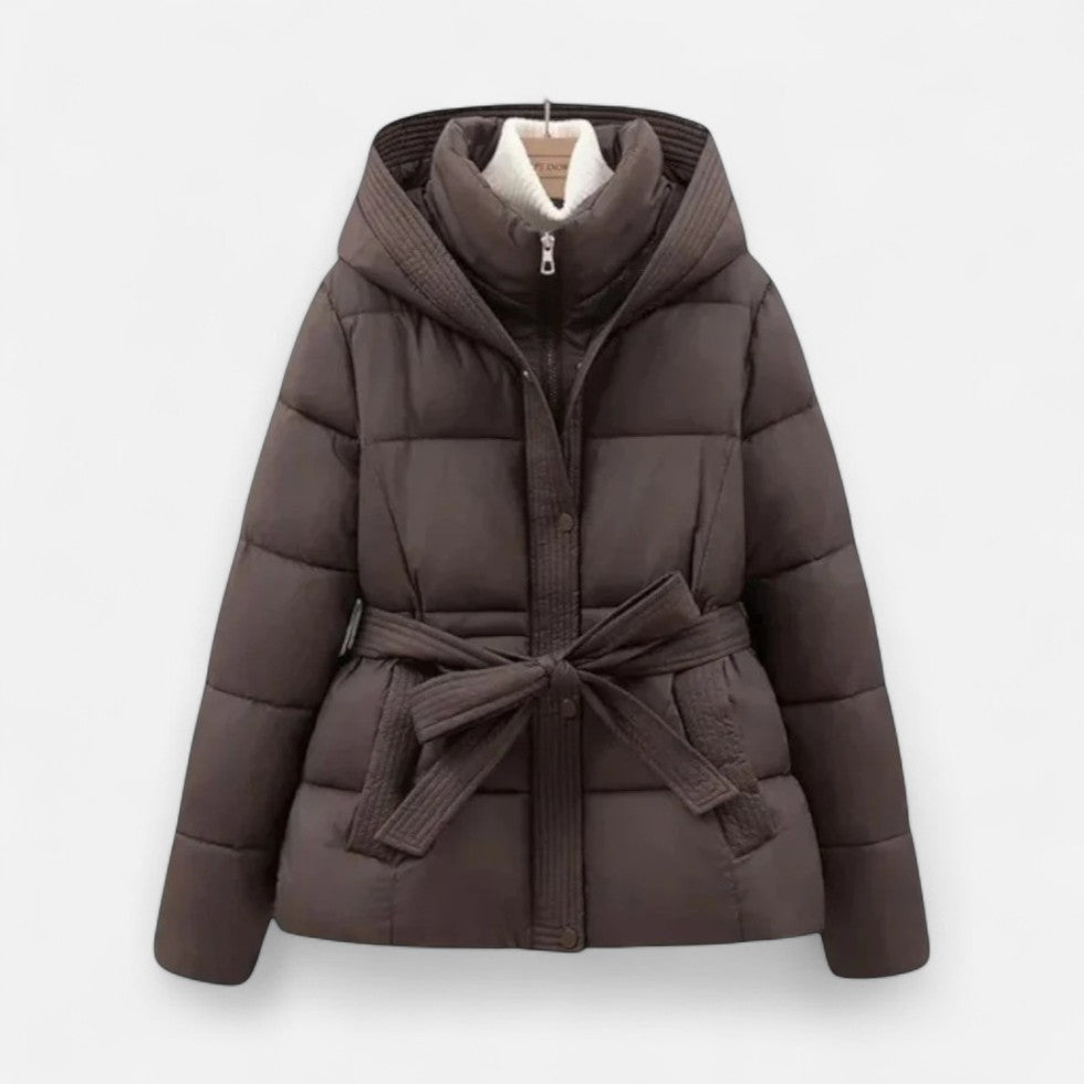 Rosalind - Women's Quilted Puffer Jacket with Belted Waist