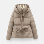 Rosalind - Women's Quilted Puffer Jacket with Belted Waist