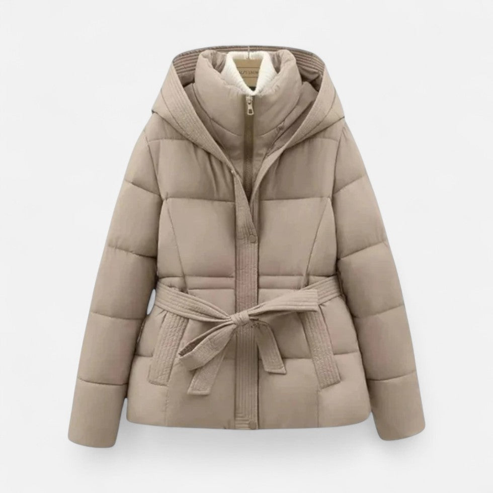 Rosalind - Women's Quilted Puffer Jacket with Belted Waist
