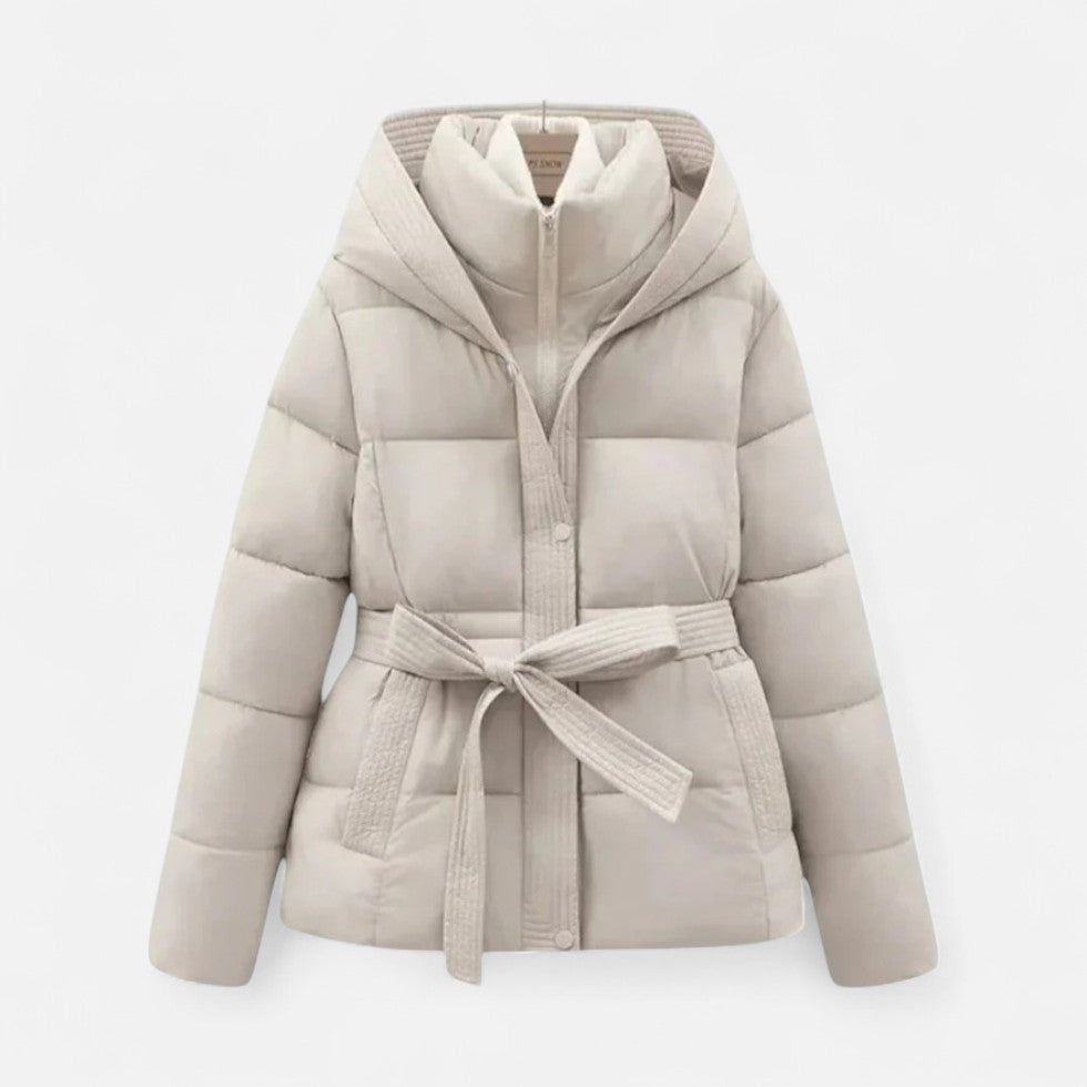 Rosalind - Women's Quilted Puffer Jacket with Belted Waist