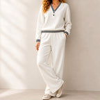 Rosalind - Women's Striped V-Neck Wide Leg Matching Set 1