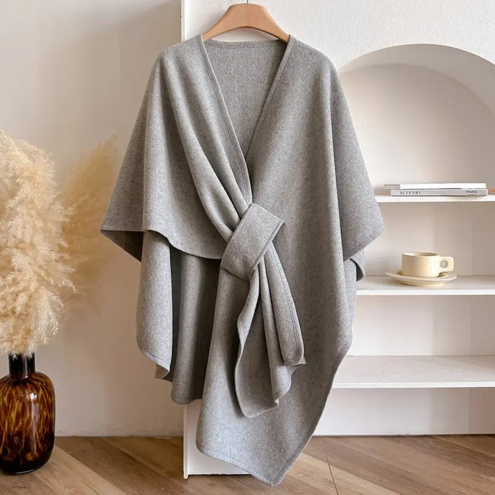 Rosalyn - Women's Wrap Cape Poncho with Tie Waist