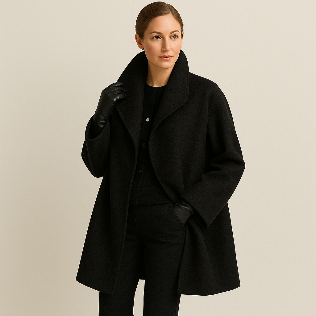 Roselyn - Women's Classic Wool Coat with Oversized Collar