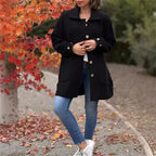 Rosemary - Women's Button-Front Wool Coat with Notch Lapels