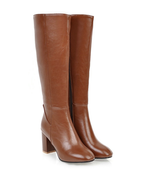 Rosemary - Women's Knee-High Leather Block Heel Boots