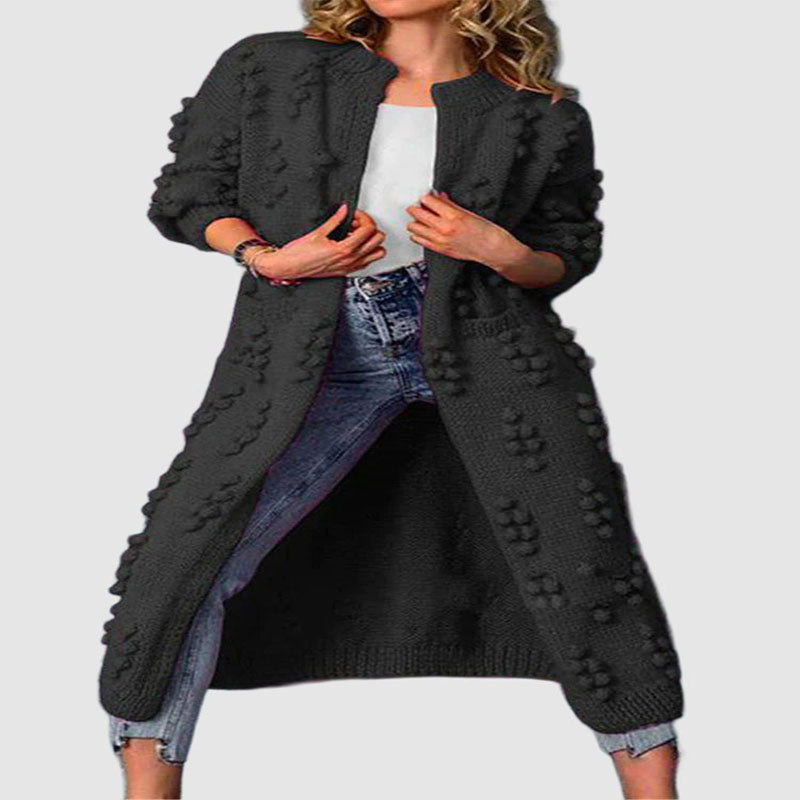 Rosemary - Women's Long Textured Knit Open Cardigan