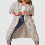 Rosemary - Women's Long Textured Knit Open Cardigan
