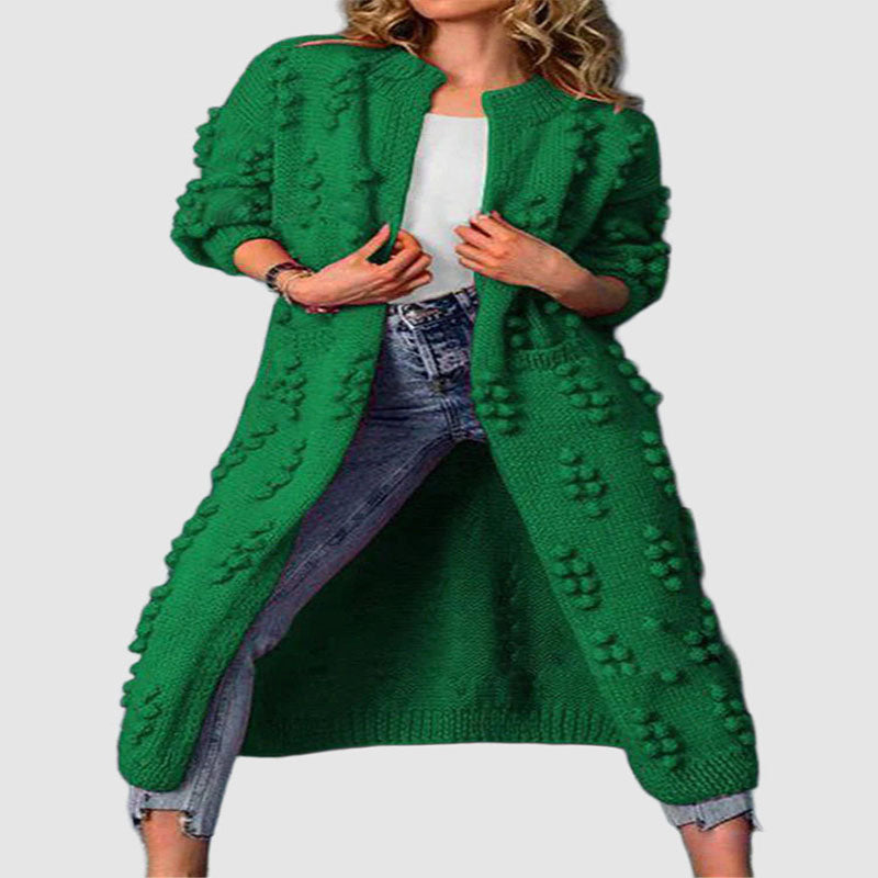 Rosemary - Women's Long Textured Knit Open Cardigan