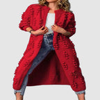 Rosemary - Women's Long Textured Knit Open Cardigan