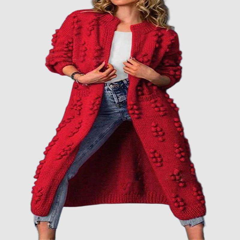 Rosemary - Women's Long Textured Knit Open Cardigan