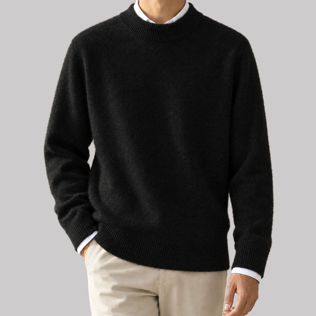 Rowan - Men's Brushed Crewneck Pullover with Ribbed Trim