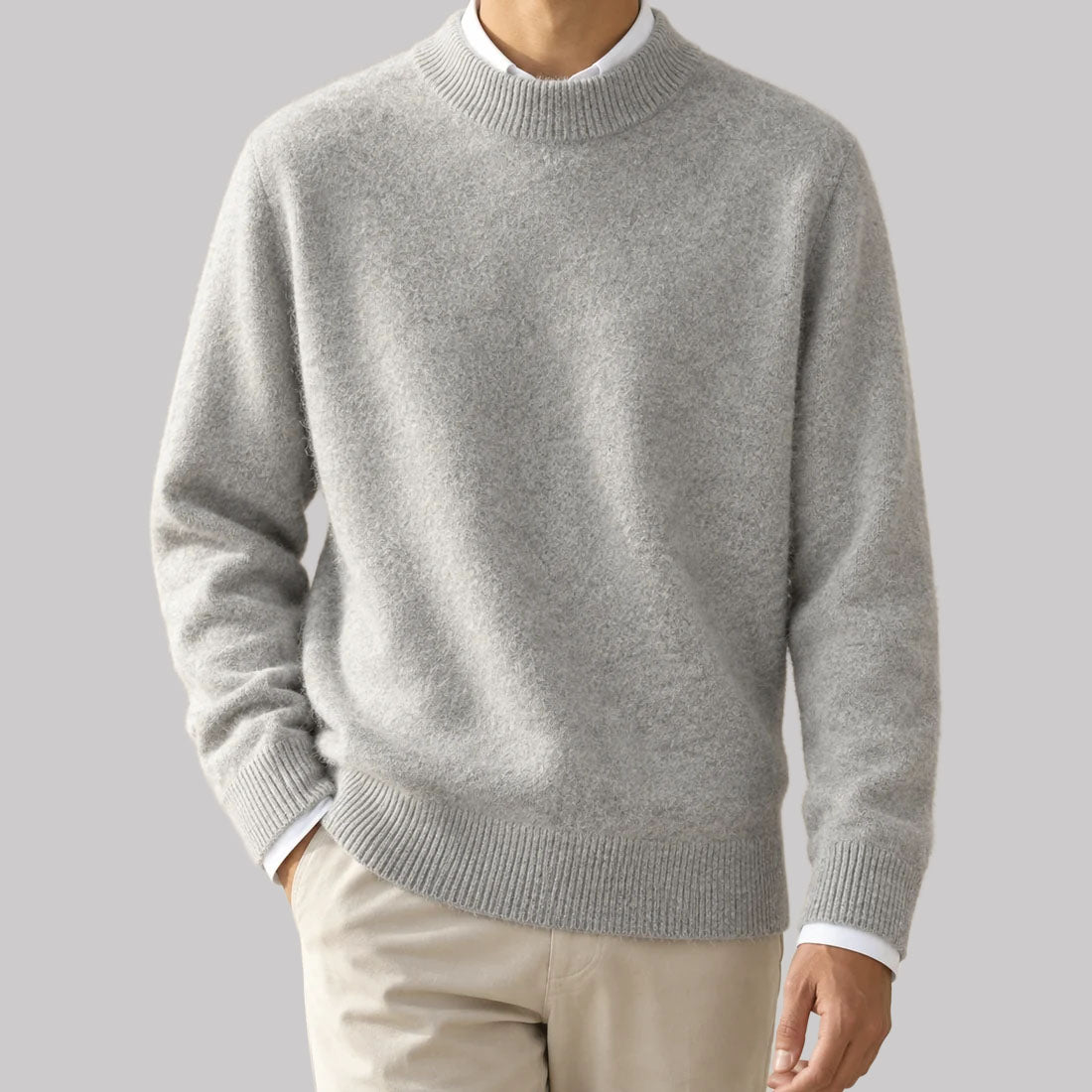 Rowan - Men's Brushed Crewneck Pullover with Ribbed Trim