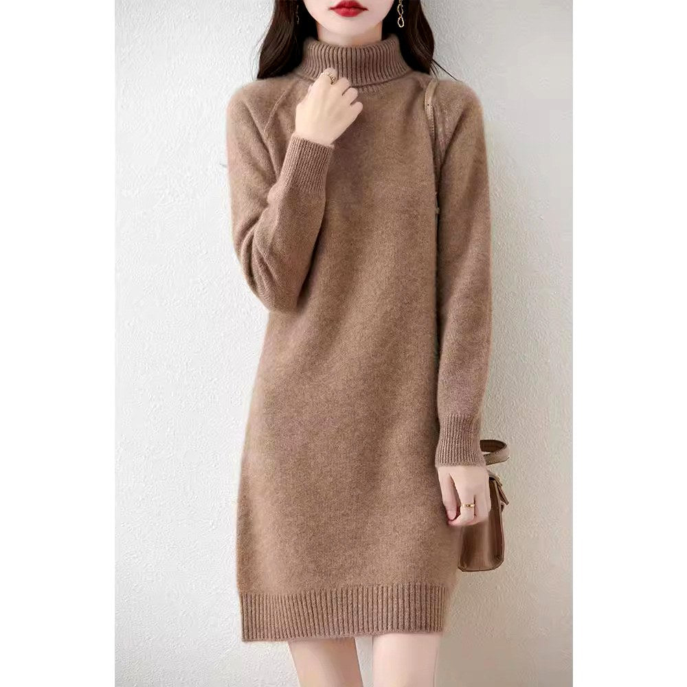 Sally - Women's Turtleneck Knit Dress 8