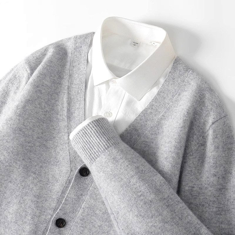 Samuel - Men's Wool V-Neck Cardigan  1