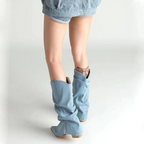 Saskia - Women's Pleated Denim Cowboy Boots