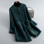 Scarlett - Women's Open Front Shearling Coat with Pockets 6