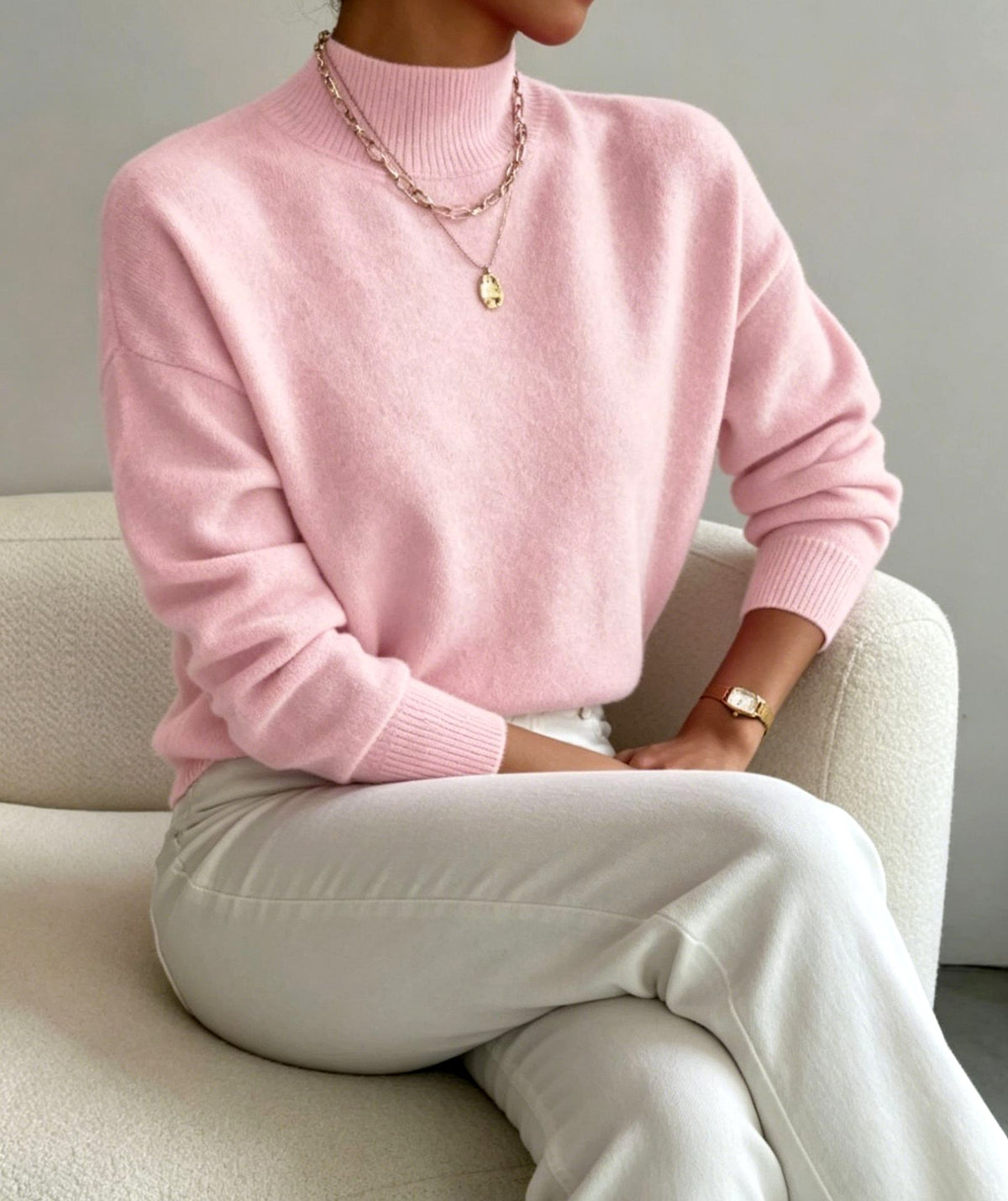 Sheryl - Women's Mock Neck Relaxed Knit Sweater 5
