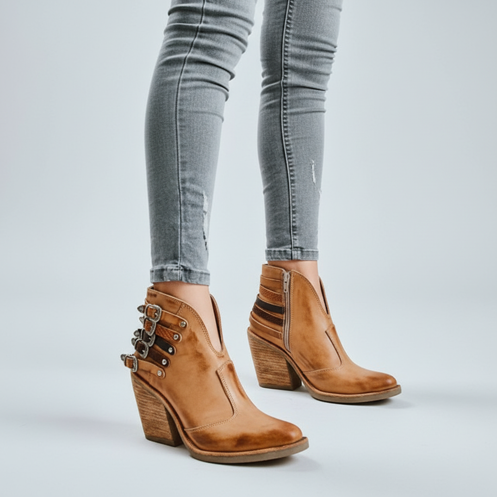 Sienna - Women's Lace-Up Block Heel Bootie