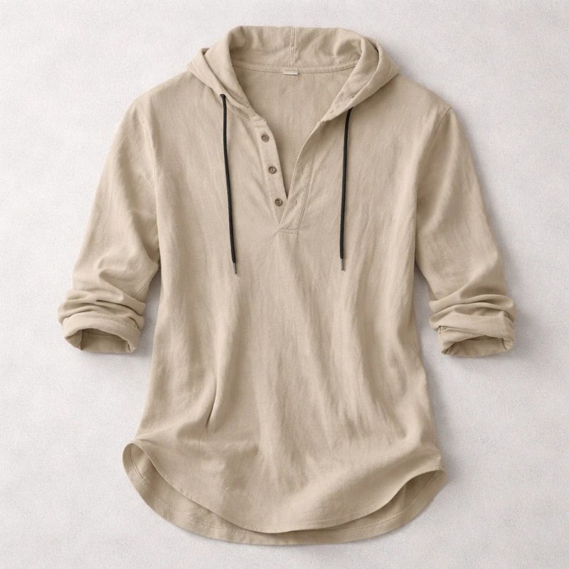 Silas - Men's Linen-Blend Hoodie Shirt