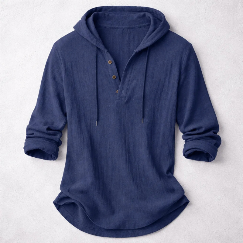 Silas - Men's Linen-Blend Hoodie Shirt