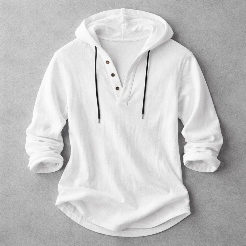 Silas - Men's Linen-Blend Hoodie Shirt