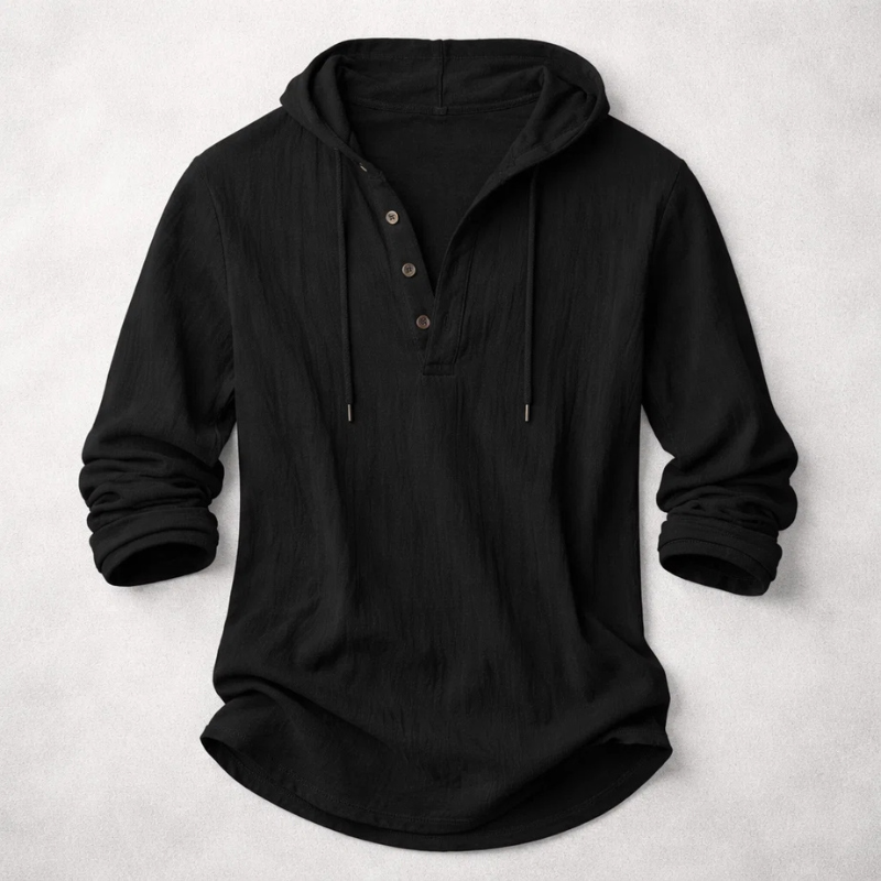 Silas - Men's Linen-Blend Hoodie Shirt