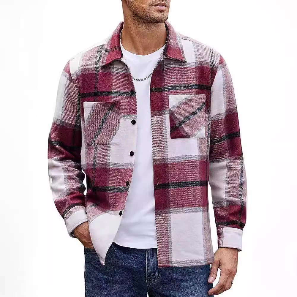 Simon - Men's Plaid Button-Front  Jacket