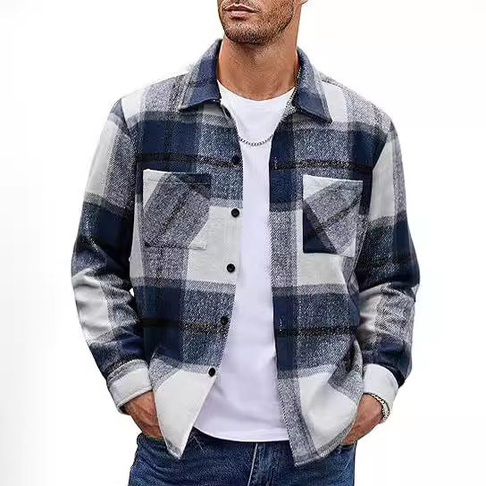 Simon - Men's Plaid Button-Front  Jacket