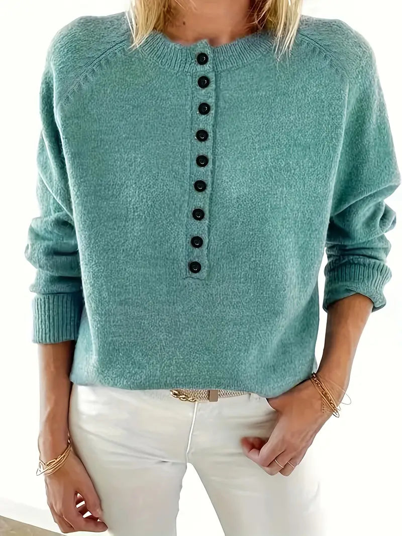 Sloane - Women's Half-Button Pullover Sweater