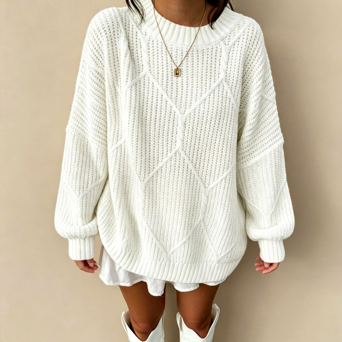 Solen - Women's Chunky Cable Knit Oversized Sweater 2